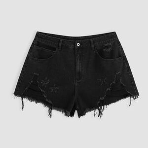 Cider Black Distressed Jean Shorts